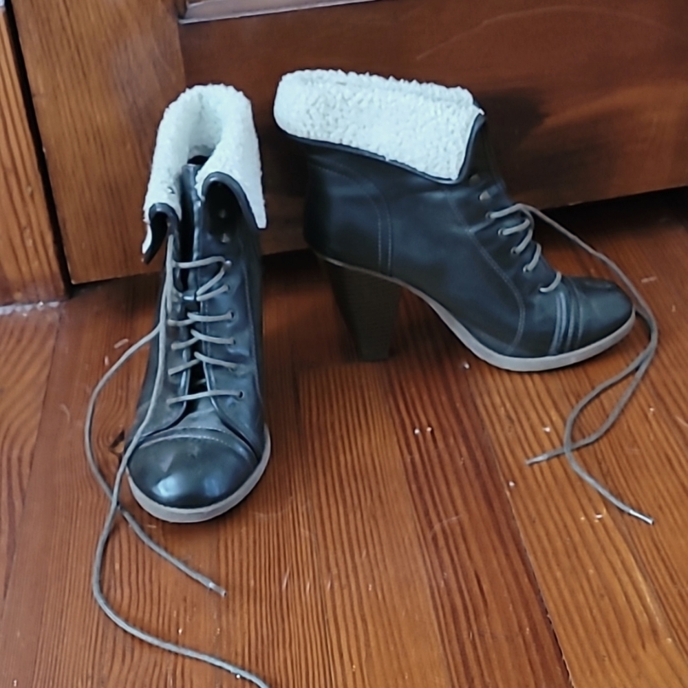 Brown heel booties